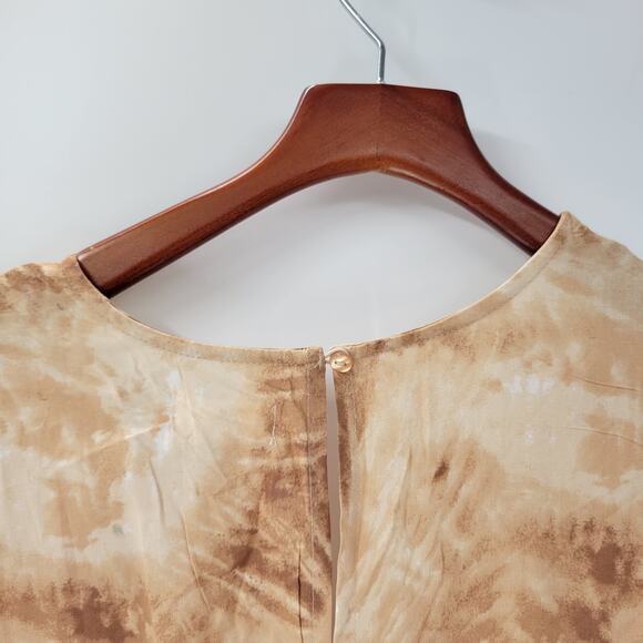 Japna Womens Joggger Jumpsuit M Brown Tie Dye‎ V Neck Boho Keyhole Smocked Waist - Picture 13 of 14